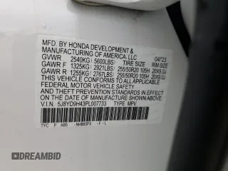 2023 Acura MDX w/Technology Package with VIN 5J8YD9H43PL007733, listed as a Copart auction lot 82115574 with 22,616 mi miles and Salvage Title. Bid and sale history available at carsss.com. Image 14.