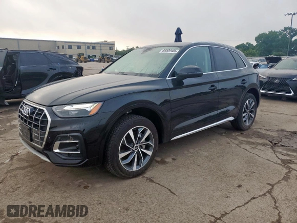 2021 Audi Q5 Premium with VIN WA1AAAFY3M2129651, listed as a Copart auction lot 58509405 with 23,567 mi miles and Clean title. Bid and sale history available at DreamBid. Image 1.