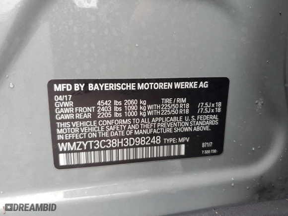2017 MINI Countryman Cooper S with VIN WMZYT3C38H3D98248, listed as a Copart auction lot 74941854 with 0 mi miles and Salvage Title. Bid and sale history available at carsss.com. Image 13.