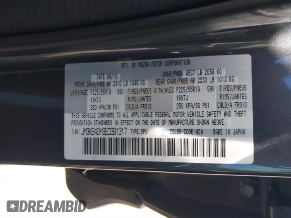 2014 Mazda CX-5 Grand Touring with VIN JM3KE4DY8E0391317, listed as a IAAI auction lot 41871641 with 77,048 mi miles. Bid and sale history available at carsss.com. Image 9.