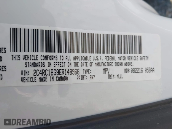 2014 Chrysler Town & Country Touring with VIN 2C4RC1BG9ER148966, listed as a IAAI auction lot 41886625 with 104,299 mi miles. Bid and sale history available at carsss.com. Image 9.