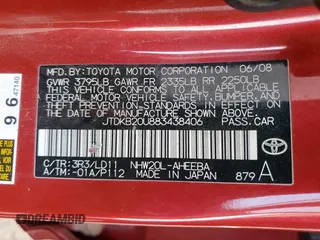 2008 Toyota Prius z VIN JTDKB20U883438406, wystawiony jako Copart lot #61249485 z przebiegiem 173 878 mil mil oraz Czysty tytuł • Clean title. Historia ofert i sprzedaży dostępna na DreamBid. Obrazek 12.