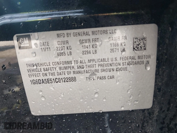 2012 Cadillac CTS с VIN 1G6DA5E51C0122888, выставлен на аукционе IAAI как лот 42271144 с пробегом 113 602 миль миль и . История ставок и продаж доступна на DreamBid. Изображение 9.