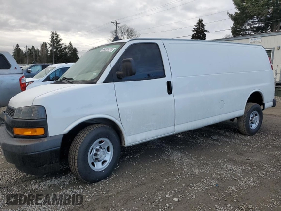 2020 Chevrolet Express Cargo Van with VIN 1GCWGBFP1L1130633, listed as a Copart auction lot 44383415 with 69,771 mi miles and Salvage Title. Bid and sale history available at carsss.com. Image 1.