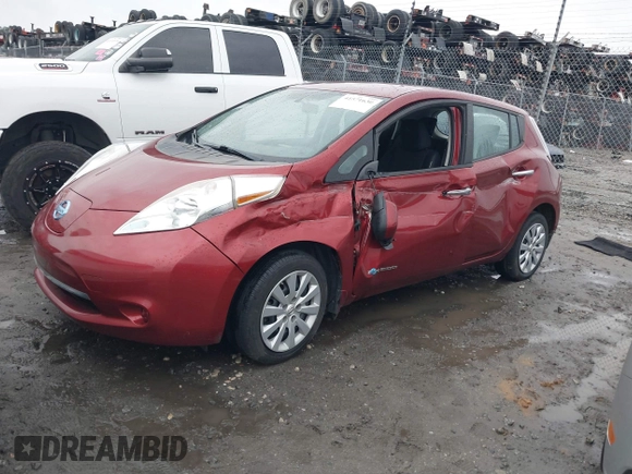 2015 Nissan LEAF S with VIN 1N4AZ0CP1FC311520, listed as a IAAI auction lot 41571630 with 58,800 mi miles. Bid and sale history available at carsss.com. Image 14.