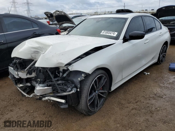 2021 BMW 3 Series M340i xDrive with VIN 3MW5U9J08M8B49696, listed as a Copart auction lot 81893474 with 0 mi miles and Salvage Title. Bid and sale history available at carsss.com. Image 1.