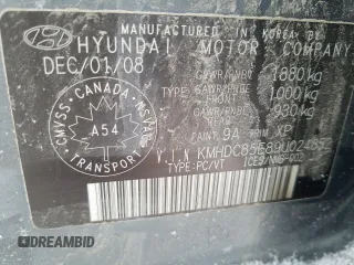2009 Hyundai Elantra with VIN KMHDC85E89U024852, listed as a Copart auction lot 85552214 with 153,760 mi miles and Salvage title. Bid and sale history available at DreamBid. Image 12.