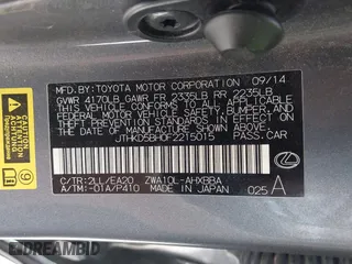 2015 Lexus CT 200h Hybrid with VIN JTHKD5BH0F2215015, listed as a IAAI auction lot 41824227 with 1 mi miles. Bid and sale history available at carsss.com. Image 9.