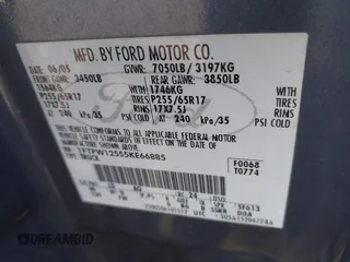 2005 Ford F-150 XLT z VIN 1FTPW12555KE66885, wystawiony jako IAAI lot #42679054 z przebiegiem 356 314 mil mil oraz . Historia ofert i sprzedaży dostępna na DreamBid. Obrazek 9.