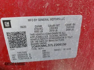 2020 GMC Acadia SLT with VIN 1GKKNMLS7LZ209156, listed as a IAAI auction lot 41769122 with 39,131 mi miles and . Bid and sale history available at DreamBid. Image 9.