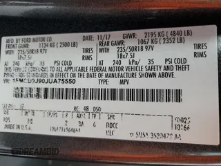 2018 Ford Escape Titanium with VIN 1FMCU9J90JUA75550, listed as a Copart auction lot 63339315 with Not provided miles and Clean title. Bid and sale history available at DreamBid. Image 13.