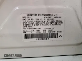 2017 Infiniti Q50 Signature Edition with VIN JN1EV7AP8HM742195, listed as a Copart auction lot 85845844 with 129,570 mi miles and Salvage title. Bid and sale history available at DreamBid. Image 12.