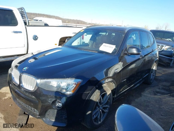 2015 BMW X3 xDrive28i with VIN 5UXWX9C50F0D61157, listed as a IAAI auction lot 41637211 with 80,502 mi miles. Bid and sale history available at carsss.com. Image 2.