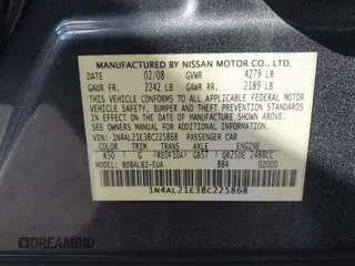 2008 Nissan Altima 2.5 S with VIN 1N4AL21E38C225868, listed as a IAAI auction lot 41344561 with 118,314 mi miles. Bid and sale history available at carsss.com. Image 9.