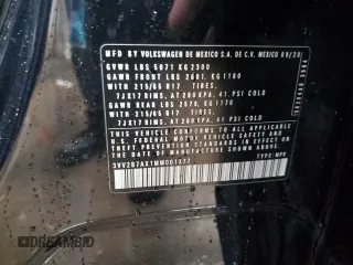 2021 Volkswagen Tiguan SE z VIN 3VV2B7AX1MM001377, wystawiony jako Copart lot #49893775 z przebiegiem 61 422 mil mil oraz Szkoda całkowita • Salvage title. Historia ofert i sprzedaży dostępna na DreamBid. Obrazek 12.