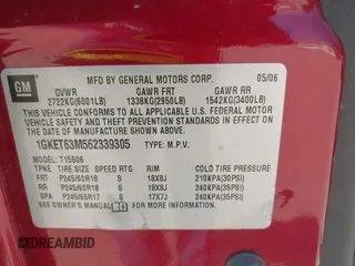 2006 GMC Envoy Denali z VIN 1GKET63M562339305, wystawiony jako IAAI lot #42445318 z przebiegiem 211 523 mil mil oraz . Historia ofert i sprzedaży dostępna na DreamBid. Obrazek 9.