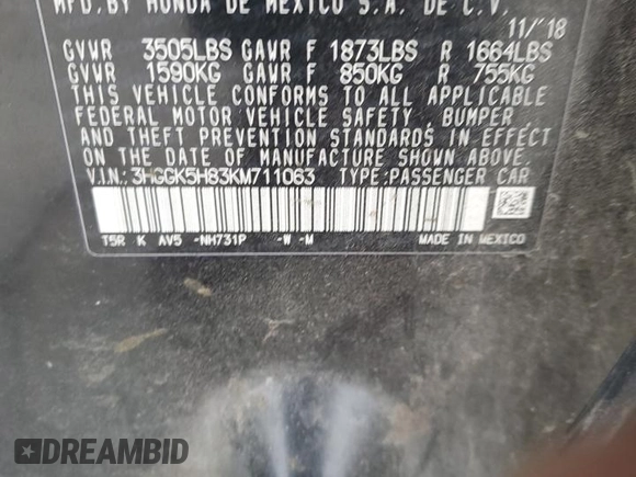 2019 Honda Fit EX with VIN 3HGGK5H83KM711063, listed as a Copart auction lot 41842555 with Not provided miles and Salvage title. Bid and sale history available at DreamBid. Image 14.