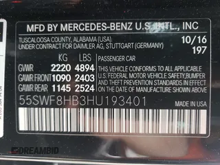 2017 Mercedes-Benz C 63 S AMG with VIN 55SWF8HB3HU193401, listed as a Copart auction lot 49440934 with 35,623 mi miles and . Bid and sale history available at DreamBid. Image 12.