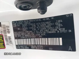 2012 Toyota Sienna LE AAS with VIN 5TDKK3DC3CS213969, listed as a IAAI auction lot 41822753 with 95,766 mi miles and . Bid and sale history available at DreamBid. Image 9.