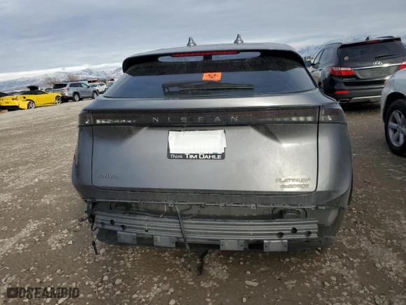 2023 Nissan ARIYA PLATINUM+ with VIN JN1DF0CD0PM704011, listed as a Copart auction lot 44853525 with 0 mi miles and Salvage Title. Bid and sale history available at carsss.com. Image 6.