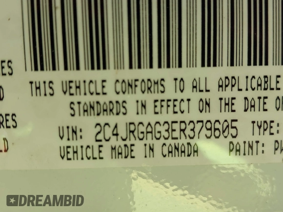 2014 Ram Cargo Van Tradesman with VIN 2C4JRGAG3ER379605, listed as a IAAI auction lot 40914636 with 156,793 mi miles. Bid and sale history available at carsss.com. Image 9.