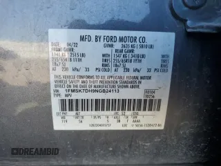 2022 Ford Explorer XLT z VIN 1FMSK7DH9NGB24113, wystawiony jako Copart lot #52040235 z przebiegiem 25 858 mil mil oraz Szkoda całkowita • Salvage title. Historia ofert i sprzedaży dostępna na DreamBid. Obrazek 14.