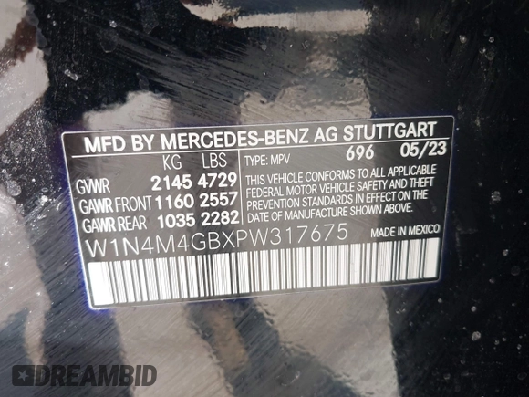 2023 Mercedes-Benz GLB 250 z VIN W1N4M4GBXPW317675, wystawiony jako IAAI lot #41878759 z przebiegiem 22 345 mil mil oraz . Historia ofert i sprzedaży dostępna na DreamBid. Obrazek 9.