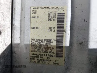 2016 Nissan Maxima SR z VIN 1N4AA6AP8GC417901, wystawiony jako IAAI lot #42328746 z przebiegiem 190 586 mil mil oraz . Historia ofert i sprzedaży dostępna na DreamBid. Obrazek 9.