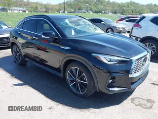 2023 Infiniti QX55 Essential with VIN 3PCAJ5KR0PF117311, listed as a IAAI auction lot 42050398 with 16,028 mi miles and . Bid and sale history available at DreamBid. Image 1.