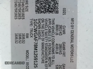 2021 Chevrolet Express Cargo z VIN 1GCWGAF78M1259125, wystawiony jako Copart lot #58451345 z przebiegiem 52 544 mil mil oraz Szkody całkowita. Historia ofert i sprzedaży dostępna na DreamBid. Obrazek 14.