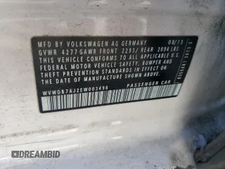 2014 Volkswagen Golf z VIN WVWDB7AJ2EW003496, wystawiony jako Copart lot #75106174 z przebiegiem 70 509 mil mil oraz Czysty tytuł • Clean title. Historia ofert i sprzedaży dostępna na DreamBid. Obrazek 12.