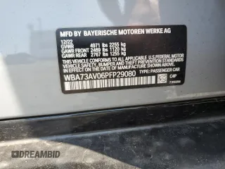 2023 BMW 4 Series 430i xDrive with VIN WBA73AV06PFP29080, listed as a Copart auction lot 60283705 with 47,104 mi miles and Salvage title. Bid and sale history available at DreamBid. Image 13.