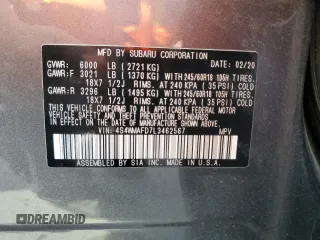 2020 Subaru Ascent Premium с VIN 4S4WMAFD7L3462567, выставлен на аукционе Copart как лот 54298435 с пробегом 86 116 миль миль и Списание • Salvage title. История ставок и продаж доступна на DreamBid. Изображение 13.