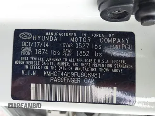 2015 Hyundai Accent GLS with VIN KMHCT4AE9FU808981, listed as a IAAI auction lot 41930246 with 160,406 mi miles. Bid and sale history available at carsss.com. Image 9.