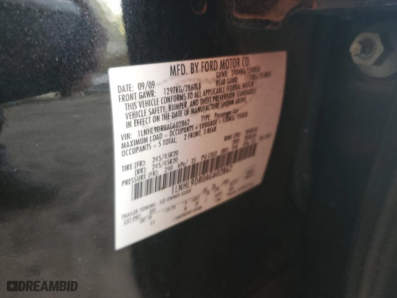 2010 Lincoln MKS with VIN 1LNHL9DR0AG602862, listed as a Copart auction lot 73965604 with 265,999 mi miles and Salvage Title. Bid and sale history available at carsss.com. Image 14.