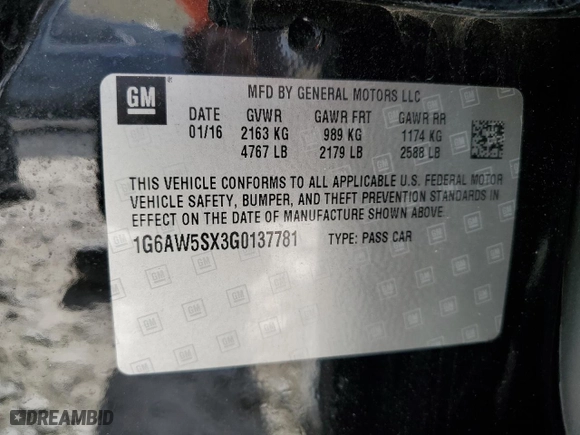 2016 Cadillac CTS Sedan AWD with VIN 1G6AW5SX3G0137781, listed as a Copart auction lot 88087965 with 82481 miles and Salvage Title. Bid and sale history available at carsss.com. Image 12.