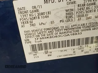 2012 Ford Explorer XLT с VIN 1FMHK8D83CGA18933, выставлен на аукционе IAAI как лот 42717440 с пробегом 182 555 миль миль и . История ставок и продаж доступна на DreamBid. Изображение 9.