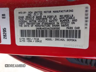 2010 Toyota Corolla with VIN 1NXBU4EEXAZ328590, listed as a IAAI auction lot 41667609 with 60,669 mi miles and . Bid and sale history available at DreamBid. Image 9.