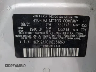 2022 Hyundai Accent SE with VIN 3KPC24A61NE154863, listed as a Copart auction lot 51005035 with 63,612 mi miles and Salvage Title. Bid and sale history available at carsss.com. Image 12.