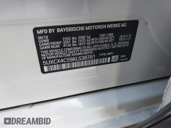2019 BMW X7 xDrive50i z VIN 5UXCX4C59KLS38761, wystawiony jako IAAI lot #40743791 z przebiegiem Nie podano mil oraz . Historia ofert i sprzedaży dostępna na DreamBid. Obrazek 9.