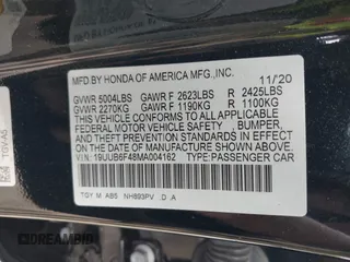 2021 Acura TLX w/Technology Package with VIN 19UUB6F48MA004162, listed as a IAAI auction lot 41815089 with 48,692 mi miles. Bid and sale history available at carsss.com. Image 9.