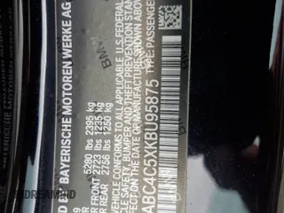 2019 BMW 8 Series M850i xDrive with VIN WBABC4C5XKBU95875, listed as a Copart auction lot 61893343 with 17,250 mi miles. Bid and sale history available at carsss.com. Image 13.