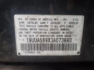 2003 Acura TL Type S w/Navigation System with VIN 19UUA569X3A073880, listed as a Copart auction lot 89144645 with 277,826 mi miles and Salvage Title. Bid and sale history available at carsss.com. Image 12.
