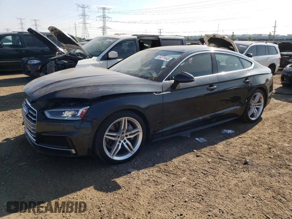 2018 Audi A5 Sportback Premium Plus with VIN WAUENCF57JA135769, listed as a Copart auction lot 55371443 with 44,353 mi miles. Bid and sale history available at carsss.com. Image 1.