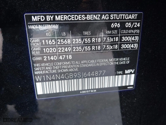 2025 Mercedes-Benz GLA with VIN W1N4N4GB9SJ644877, listed as a IAAI auction lot 41586877 with 8,937 mi miles. Bid and sale history available at carsss.com. Image 9.