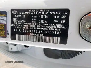 2018 Kia Optima LX with VIN 5XXGT4L33JG255308, listed as a Copart auction lot 56335145 with 101,674 mi miles and Salvage title. Bid and sale history available at DreamBid. Image 13.