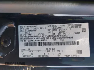 2015 Ford F-150 XLT with VIN 1FTEW1EG6FFC53975, listed as a IAAI auction lot 41637711 with 134,569 mi miles and . Bid and sale history available at DreamBid. Image 9.
