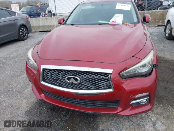2014 Infiniti Q50 Premium with VIN JN1BV7AR7EM699016, listed as a IAAI auction lot 41858326 with 222,127 mi miles. Bid and sale history available at carsss.com. Image 6.