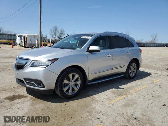 2014 Acura MDX Advance with VIN 5FRYD4H87EB024392, listed as a Copart auction lot 50123185 with 107,802 mi miles and Salvage Title. Bid and sale history available at DreamBid. Image 1.