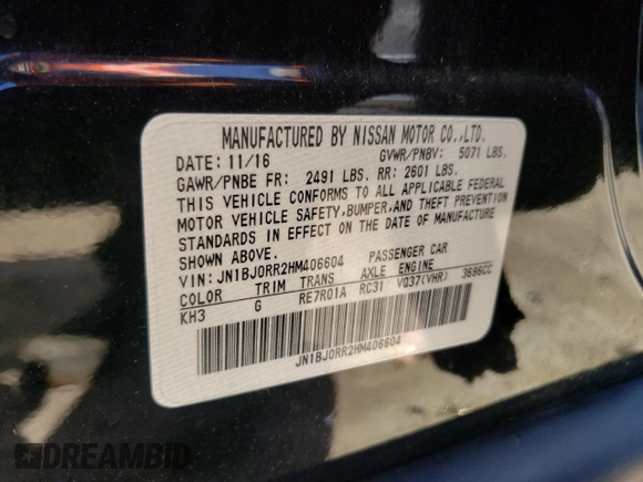 2017 Infiniti QX50 with VIN JN1BJ0RR2HM406604, listed as a Copart auction lot 56928234 with 72,915 mi miles and Salvage Title. Bid and sale history available at carsss.com. Image 13.